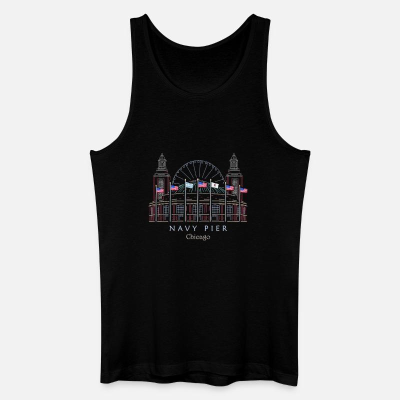 Chicago, Navy Pier handgezeichnet - Männer Bio Tank Top - Schwarz