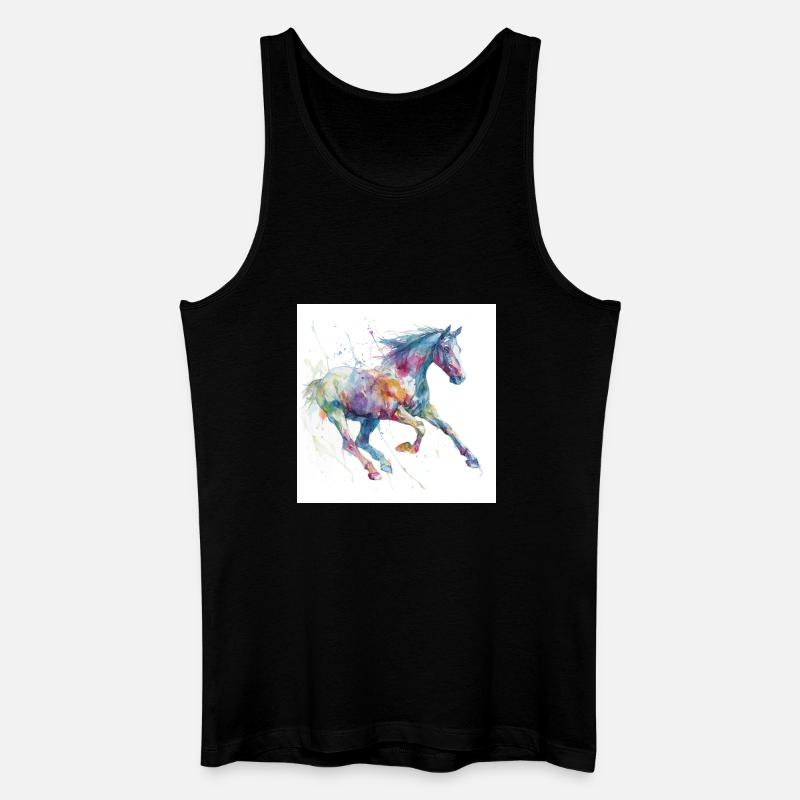 Lebendiges Aquarellpferd - Männer Bio Tank Top - Schwarz