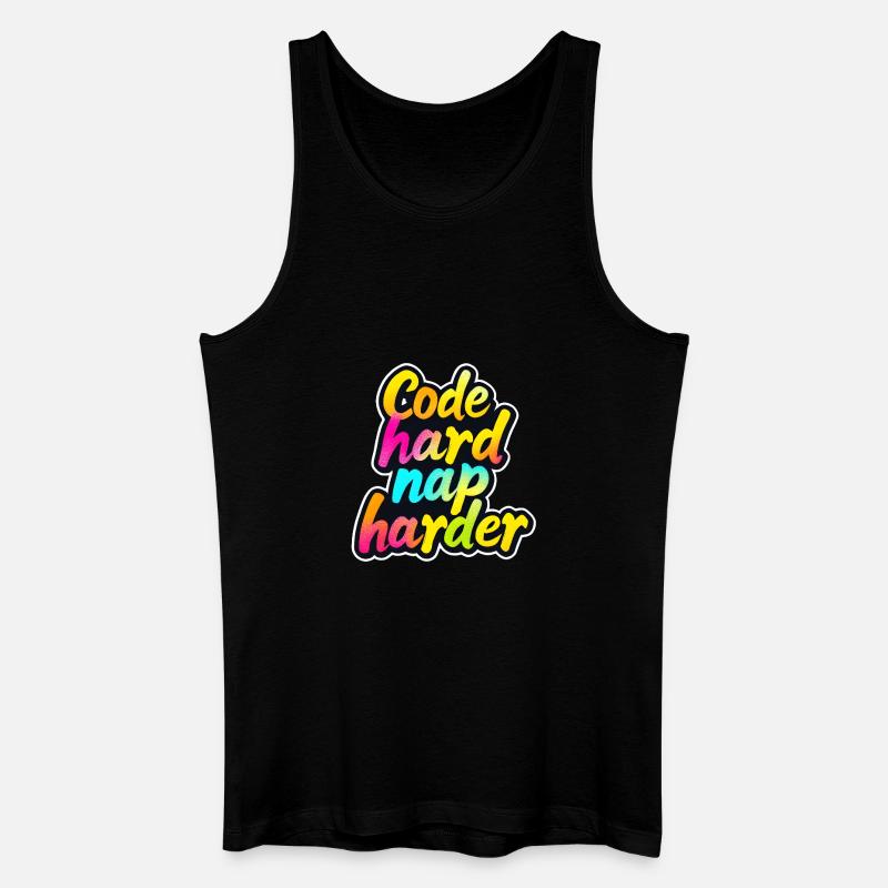 Code Hard Nickerchen Härter Lustiger Programmierer Tee - Männer Bio Tank Top - Schwarz
