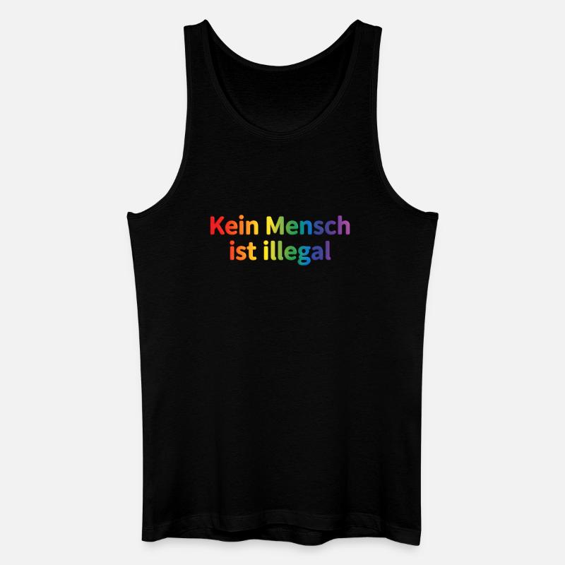 Kein Mensch ist illegal Regenbogen - Männer Bio Tank Top - Schwarz