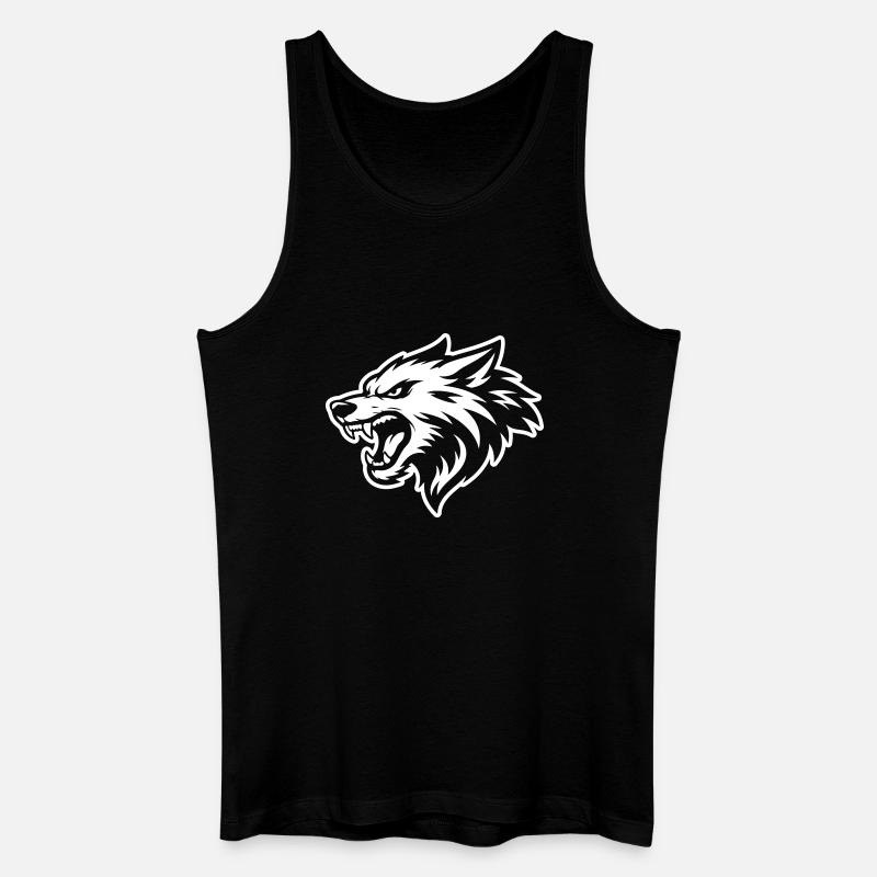 Wolf Kopf - Männer Bio Tank Top - Schwarz