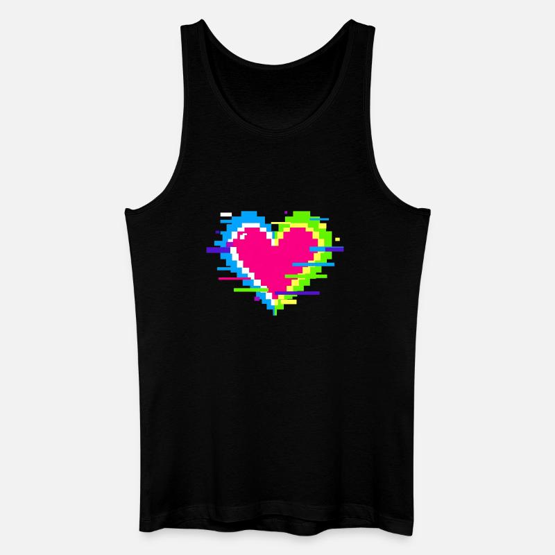 Pixelherz Neon Glitch Regenbogen - Männer Bio Tank Top - Schwarz