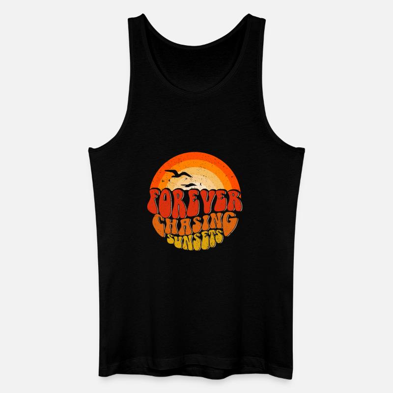 Forever Chasing Sunsets Retro Emblem - Männer Bio Tank Top - Schwarz