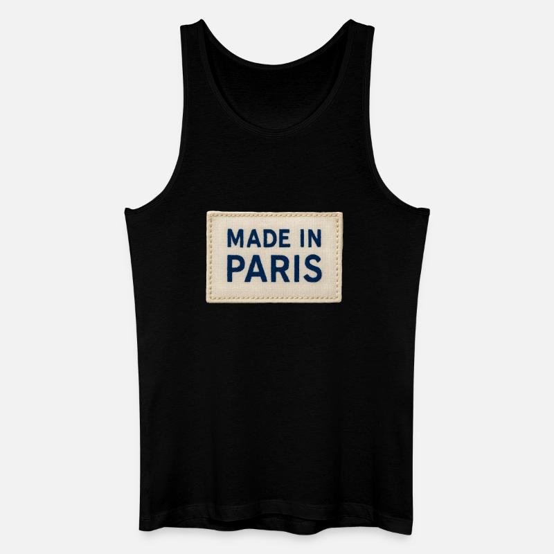 Made in Paris Fabric Patch - Men’s Organic Tank Top - black
