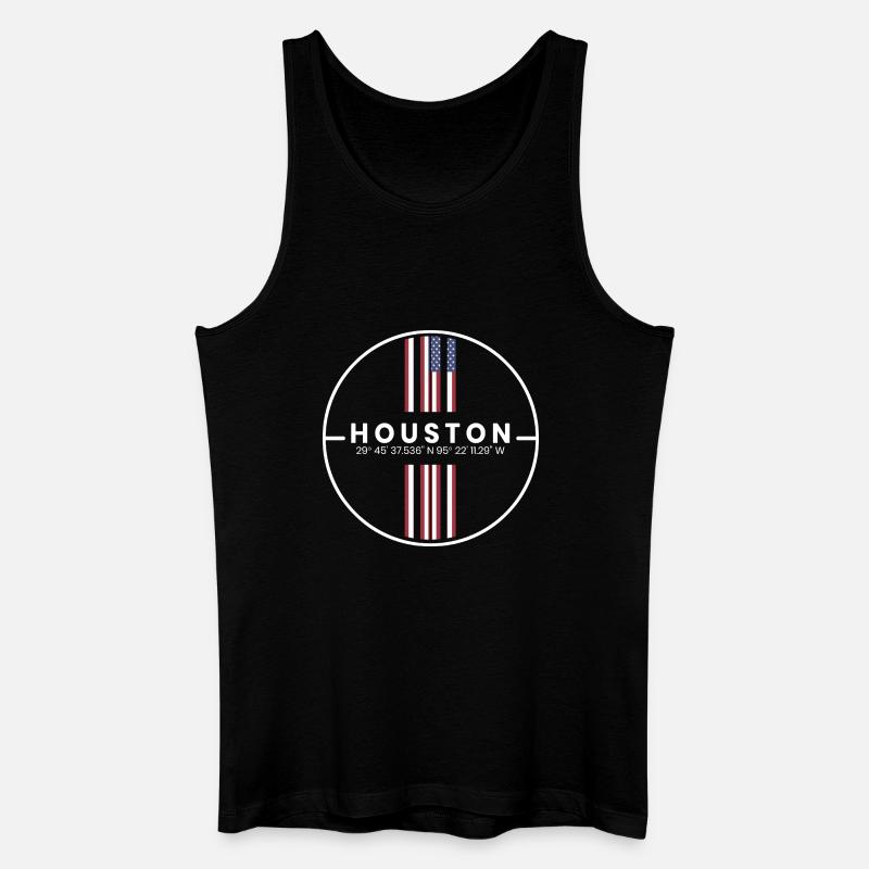 Houston Koordinaten - Männer Bio Tank Top - Schwarz