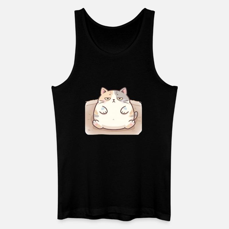 Flauschige dicke Katze in Stillpose - Männer Bio Tank Top - Schwarz