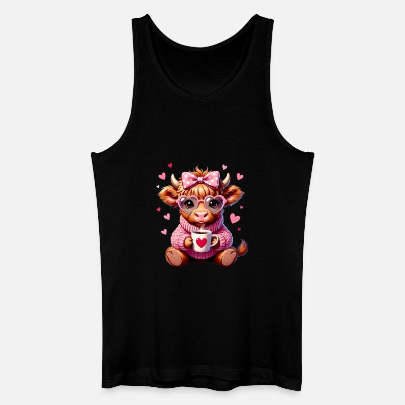 Süßes Liebes Kaffee Kälbchen Mit Herz - Männer Bio Tank Top - Schwarz