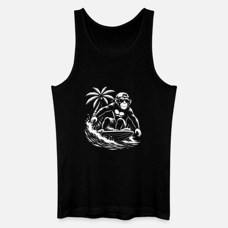 Surfing Monkey Beach Vibe - Männer Bio Tank Top - Schwarz