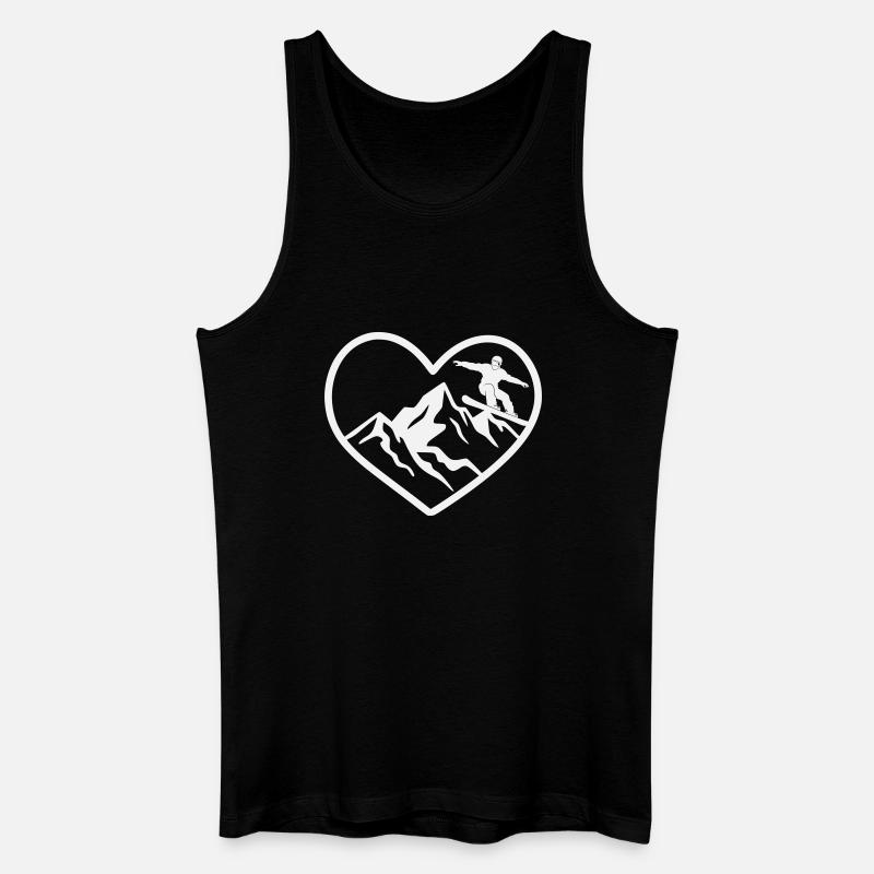Herz, Berge und Snowboarder - Männer Bio Tank Top - Schwarz