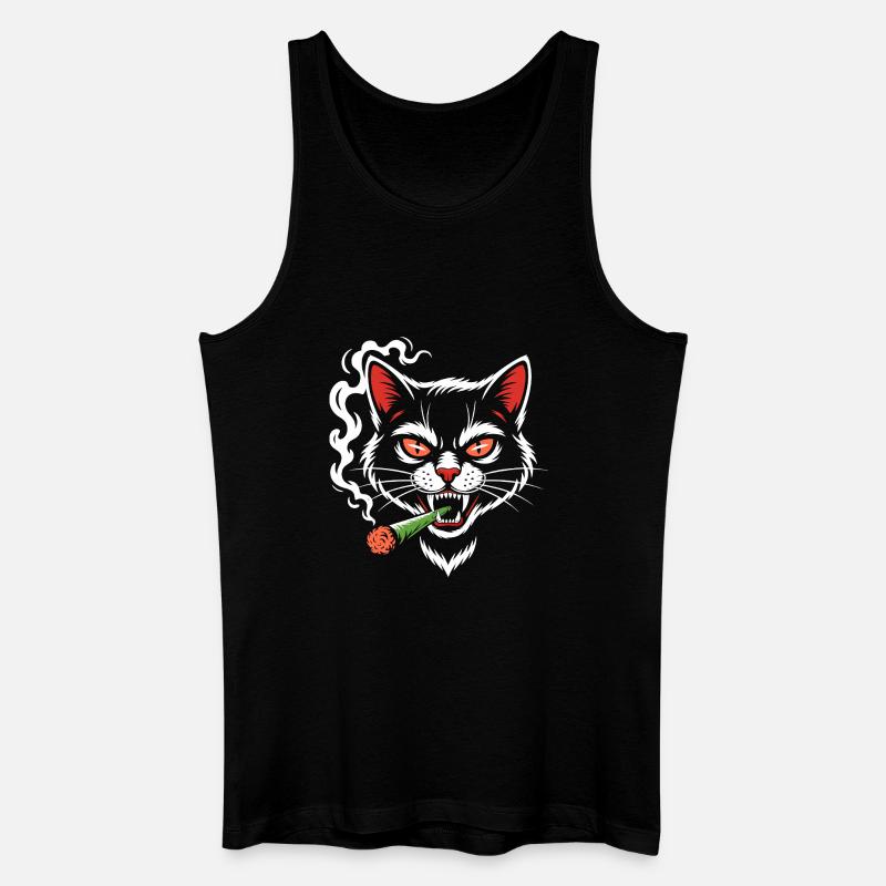 Wütige Katze mit Joint - Männer Bio Tank Top - Schwarz