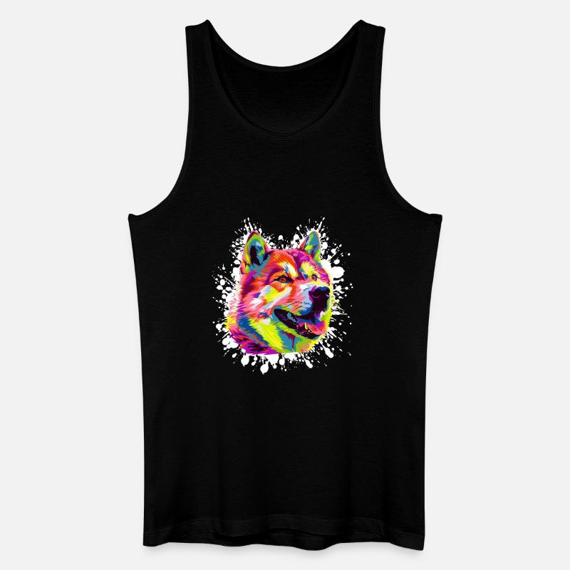 Buntes Hundeporträt im PopArt Stil - Männer Bio Tank Top - Schwarz