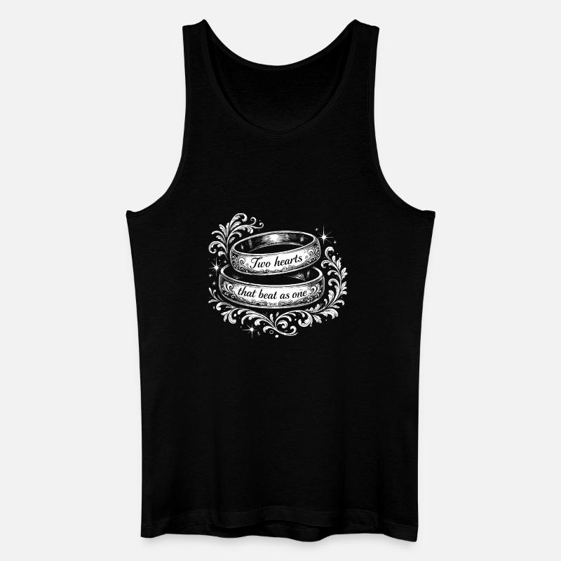 Zwei Herzen in Ringen - Männer Bio Tank Top - Schwarz