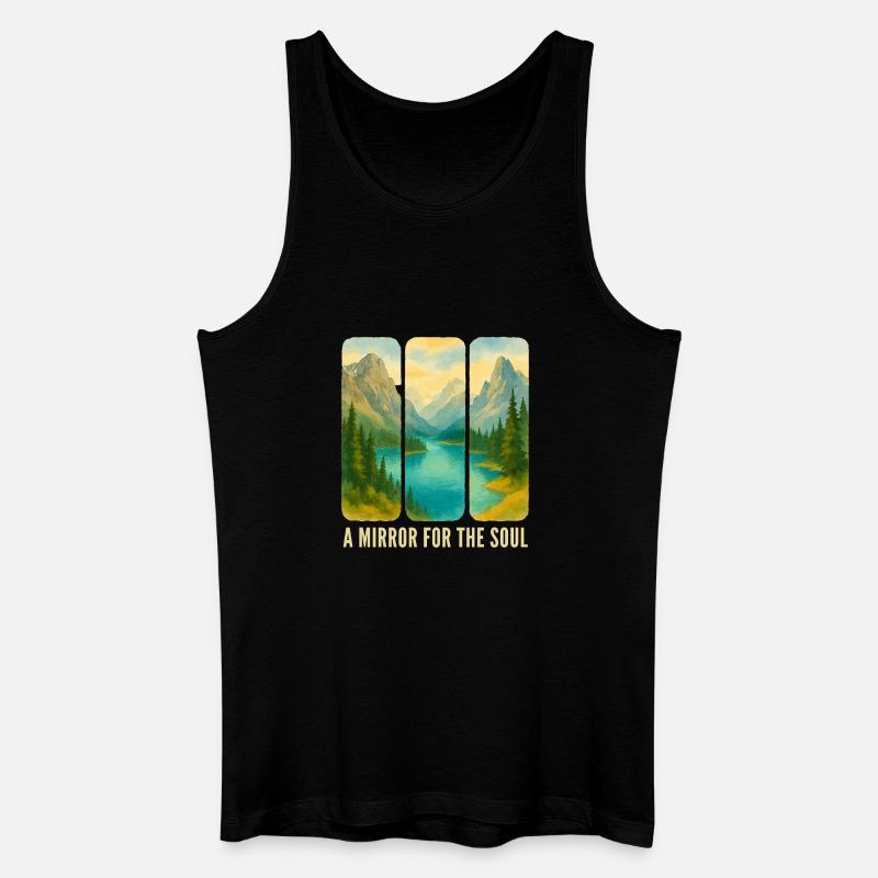 Berglandschafts-Triptychon mit See - Männer Bio Tank Top - Schwarz