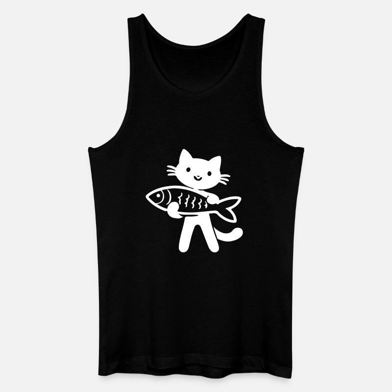 Katze Fisch - Männer Bio Tank Top - Schwarz