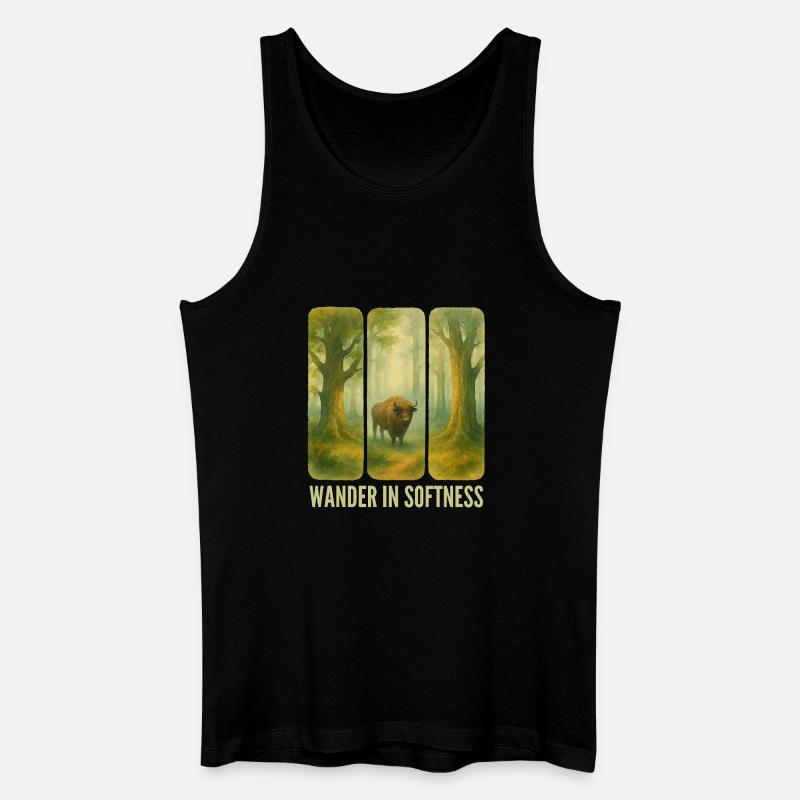Wandernde Bisons im Wald - Männer Bio Tank Top - Schwarz