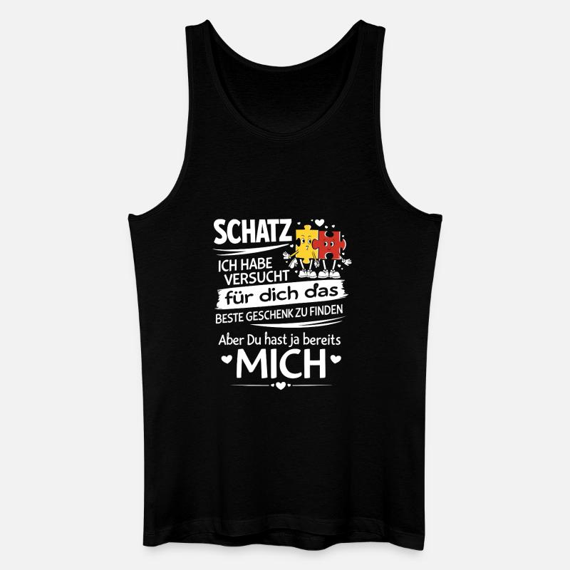 Schatz Geschenk Spruch Puzzleherz - Männer Bio Tank Top - Schwarz