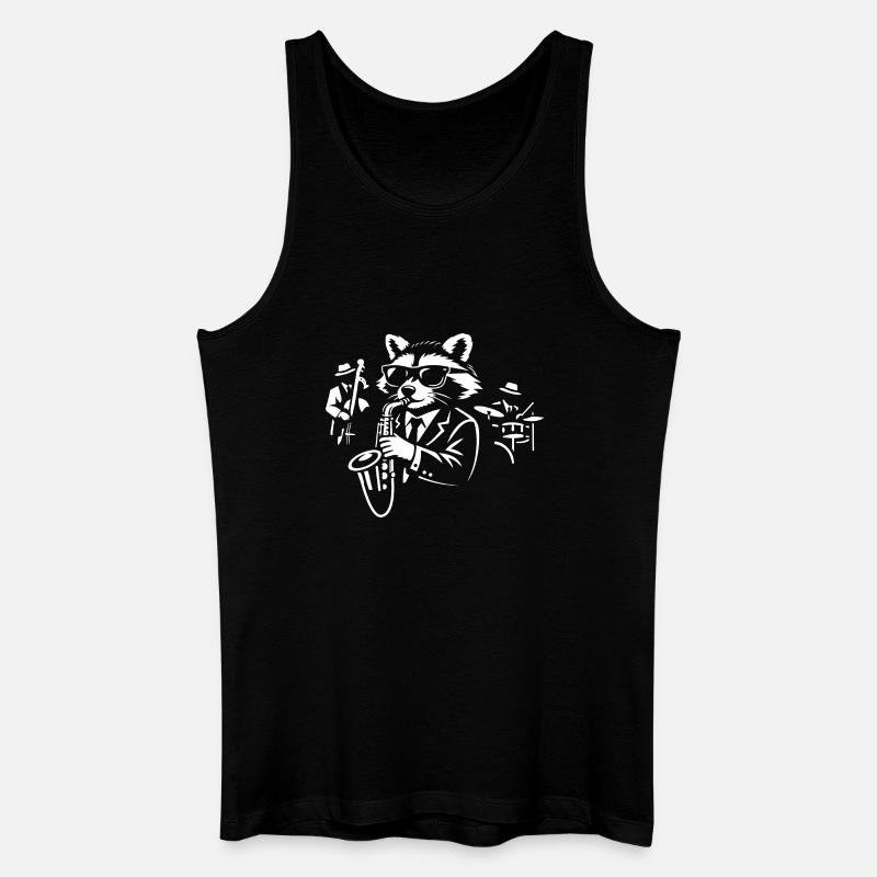 Waschbär-Saxophon-Jazz im Anzug - Männer Bio Tank Top - Schwarz
