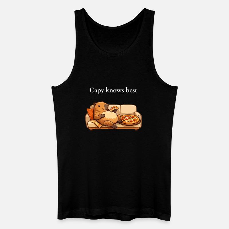 Capybara with pizza on sofa - Men’s Organic Tank Top - black