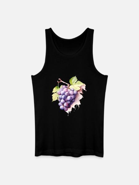 Grappe d’aquarelle de raisins - Débardeur bio Homme - noir