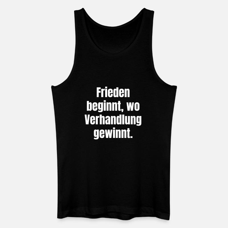 Frieden beginnt, wo Verhandlung gewinnt - Männer Bio Tank Top - Schwarz