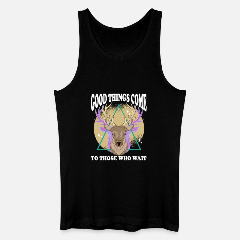 Hirschkopf Dreiecks-Glow mit Text - Männer Bio Tank Top - Schwarz