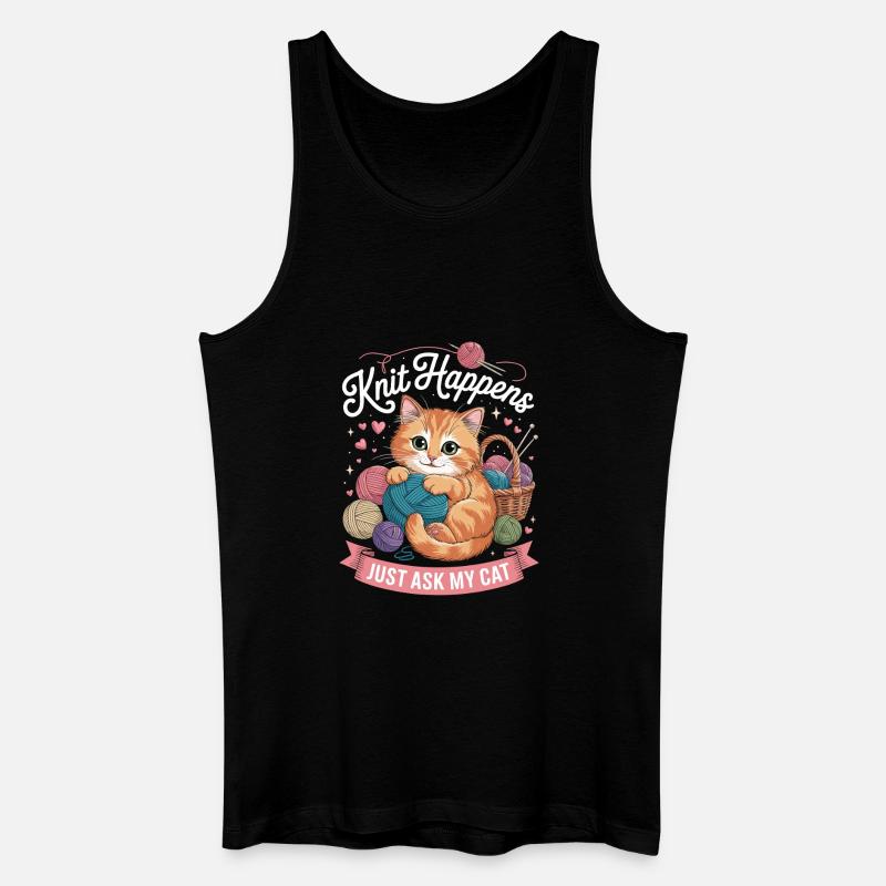 Kätzchen Strickzauber Garnliebe - Männer Bio Tank Top - Schwarz