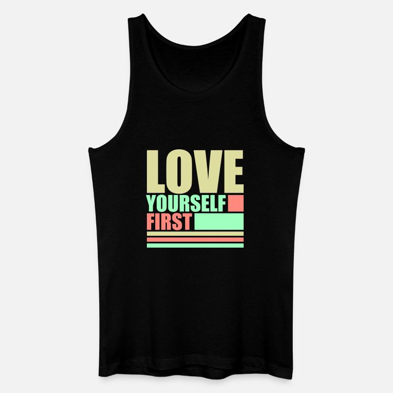 Love Yourself First Selbstliebe Selbstfürsorge - Männer Bio Tank Top - Schwarz