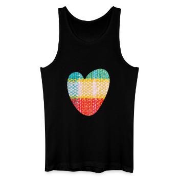 Herz Stoff Textil Love Liebe Muster Valentinstag - Männer Bio Tank Top - Schwarz - Vorne