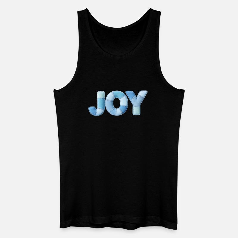 Blue Patchwork Joy Schriftzug - Männer Bio Tank Top - Schwarz