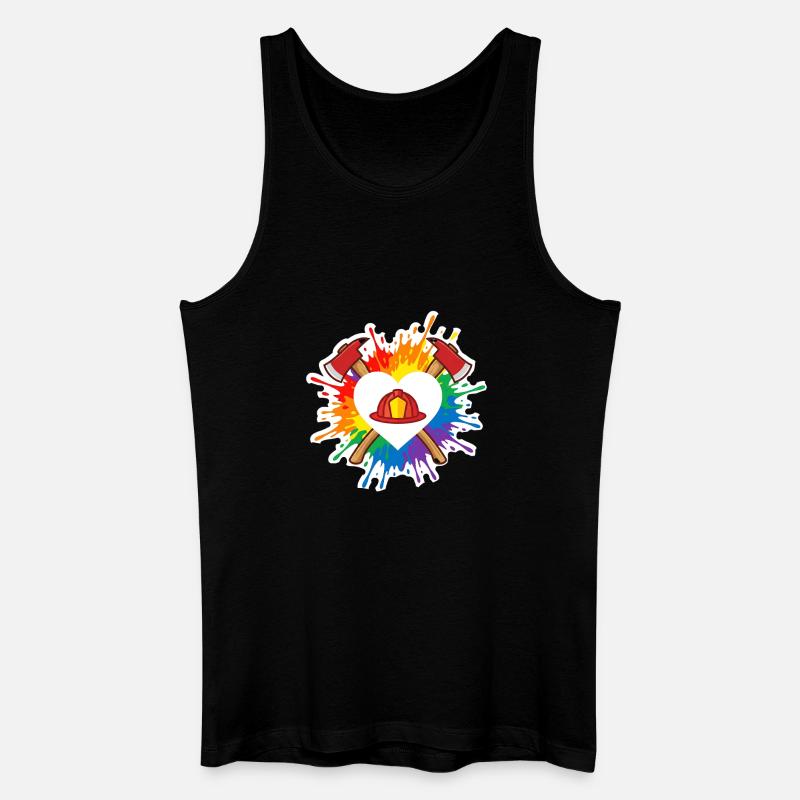 Feuerwehr Pride Herz Helm Regenbogen Axt - Männer Bio Tank Top - Schwarz