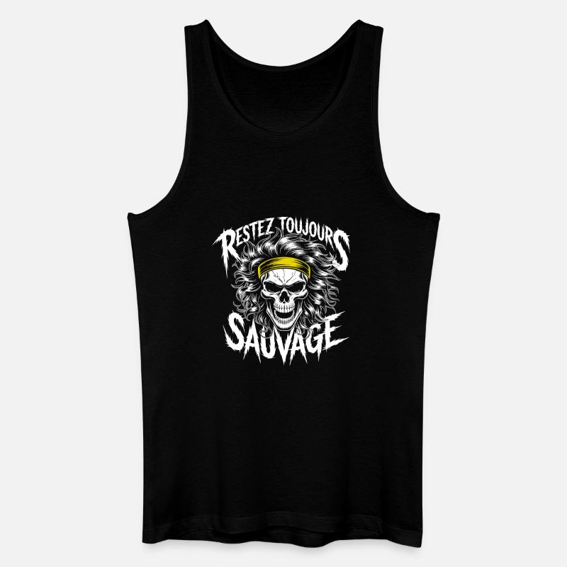 Restez Sauvage Toujours Skull - Canotta ecologica da uomo - nero
