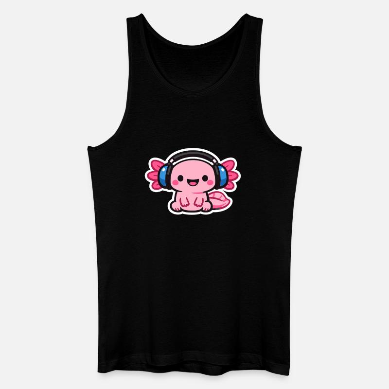 Kuscheliger Kopfhörer-Drache axolotl - Männer Bio Tank Top - Schwarz