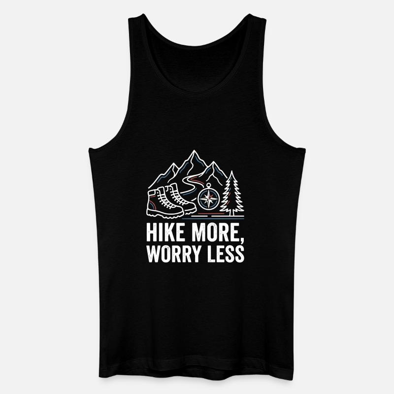 Hike More Worry Less - Männer Bio Tank Top - Schwarz