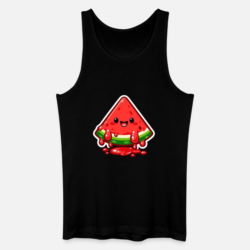 Wassermelonen Lächeln Sticker - Männer Bio Tank Top - Schwarz