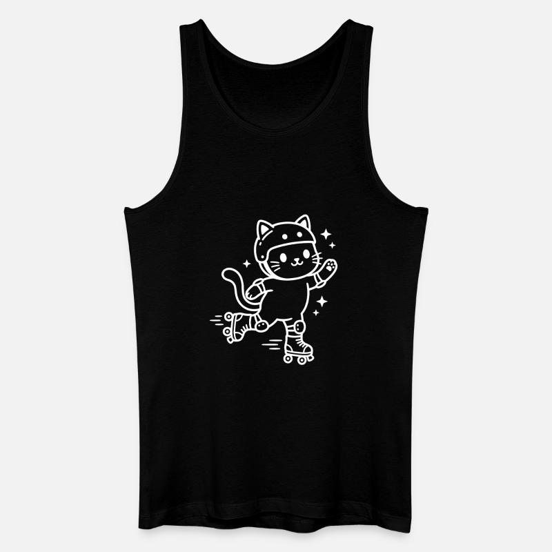 Rollschuh Kawaii Katze - Männer Bio Tank Top - Schwarz