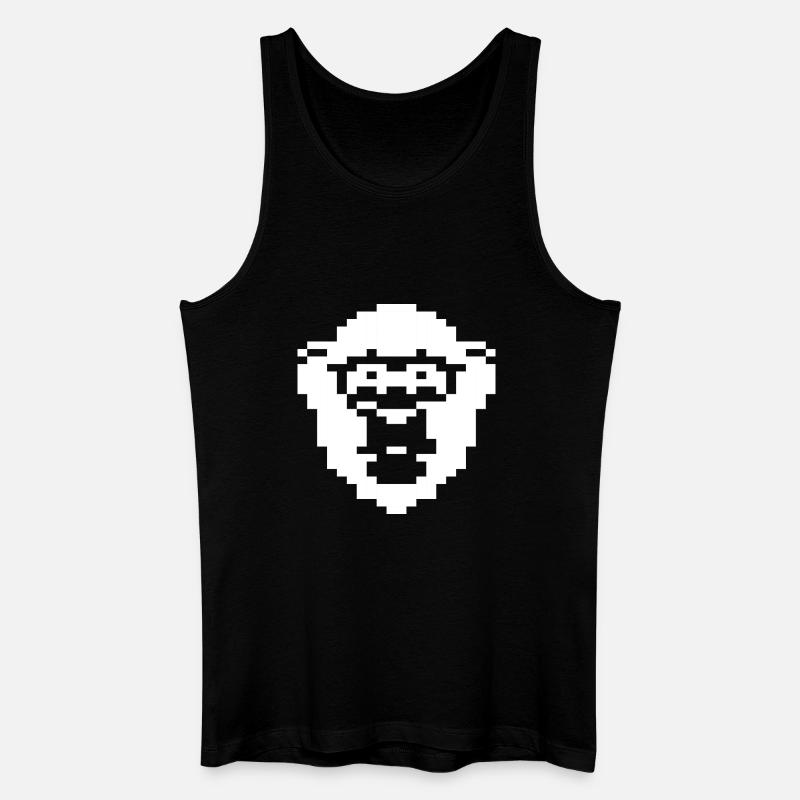 Retro Pixel Chimp Abzeichen - Männer Bio Tank Top - Schwarz