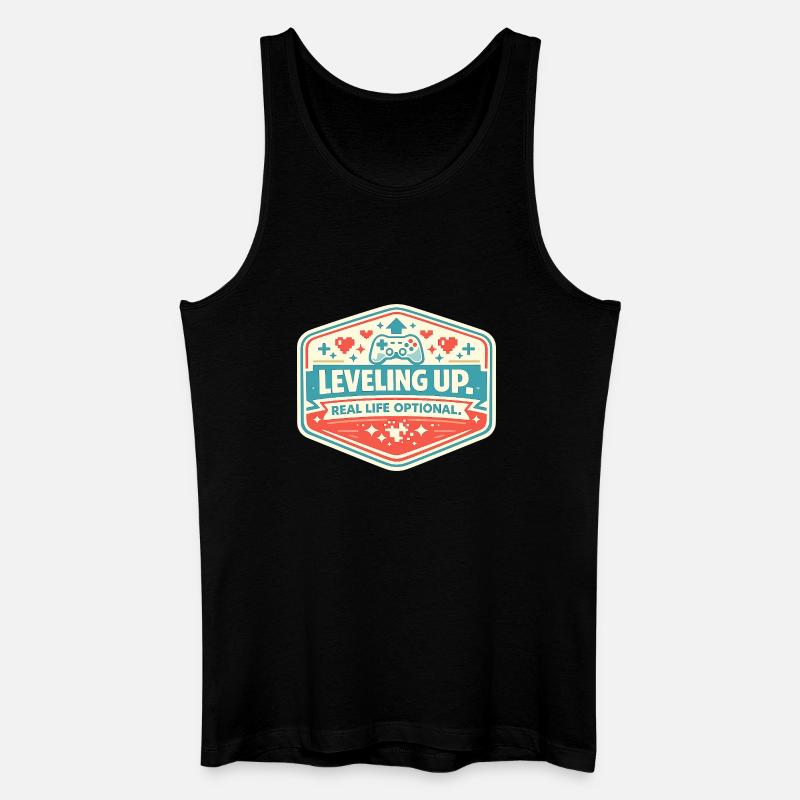 Leveling Up Gaming Abzeichen - Männer Bio Tank Top - Schwarz