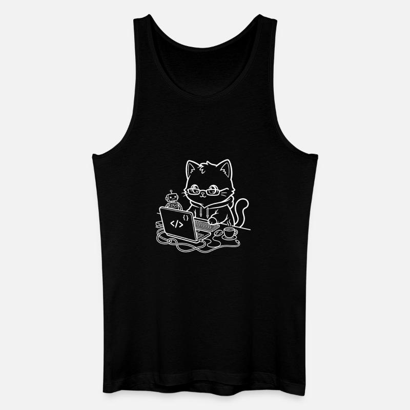 Coder Kawaii Katze Programmierer - Männer Bio Tank Top - Schwarz