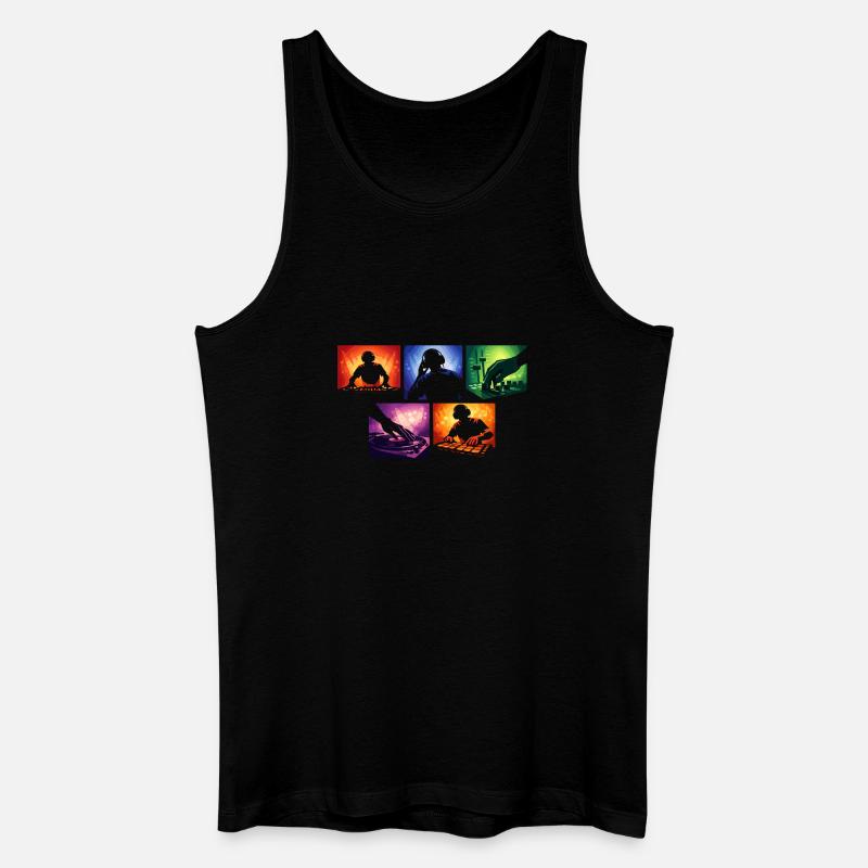 Schallwellen DJ-Set Farbexplosion - Männer Bio Tank Top - Schwarz
