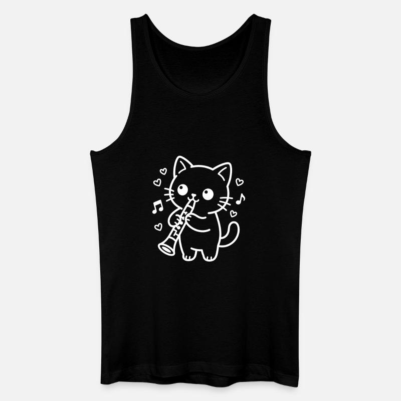 Kawaii Katze Klarinette - Männer Bio Tank Top - Schwarz