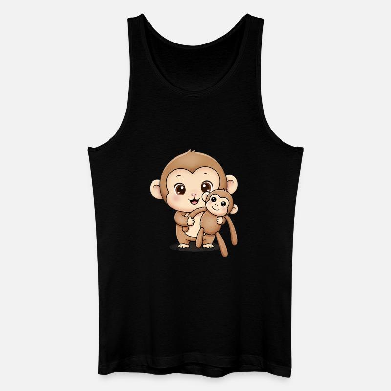 Süßer Punch Affe hält Kuscheltier - Männer Bio Tank Top - Schwarz