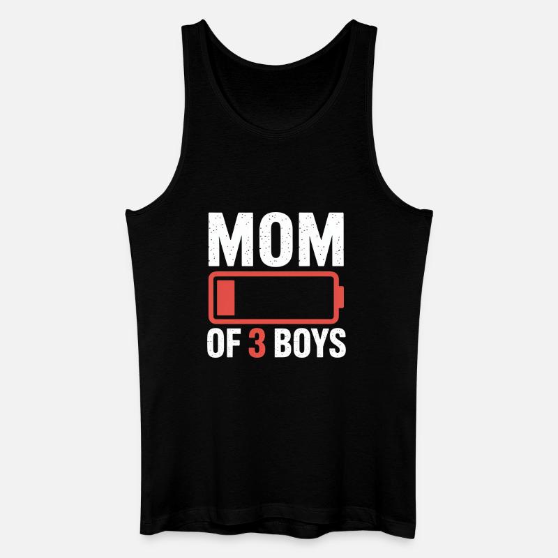 Mutter von 3 Jungs Batterie-Ikon-Tee - Männer Bio Tank Top - Schwarz