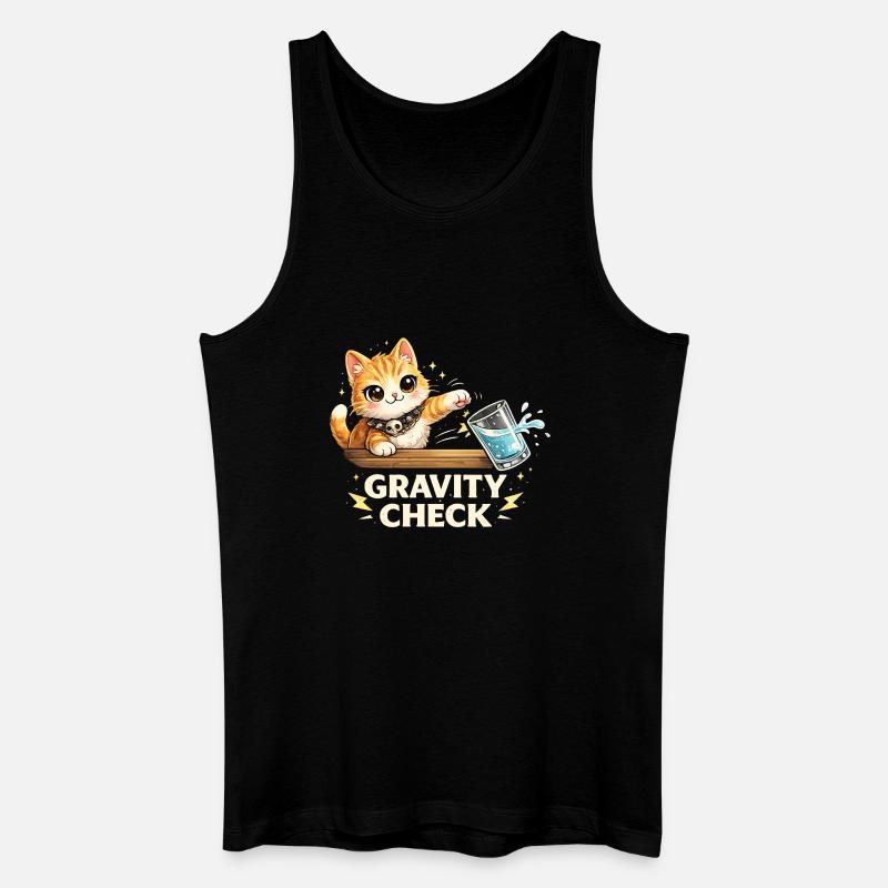 Déclaration drôle de chat Gravity Check - Débardeur bio Homme - noir