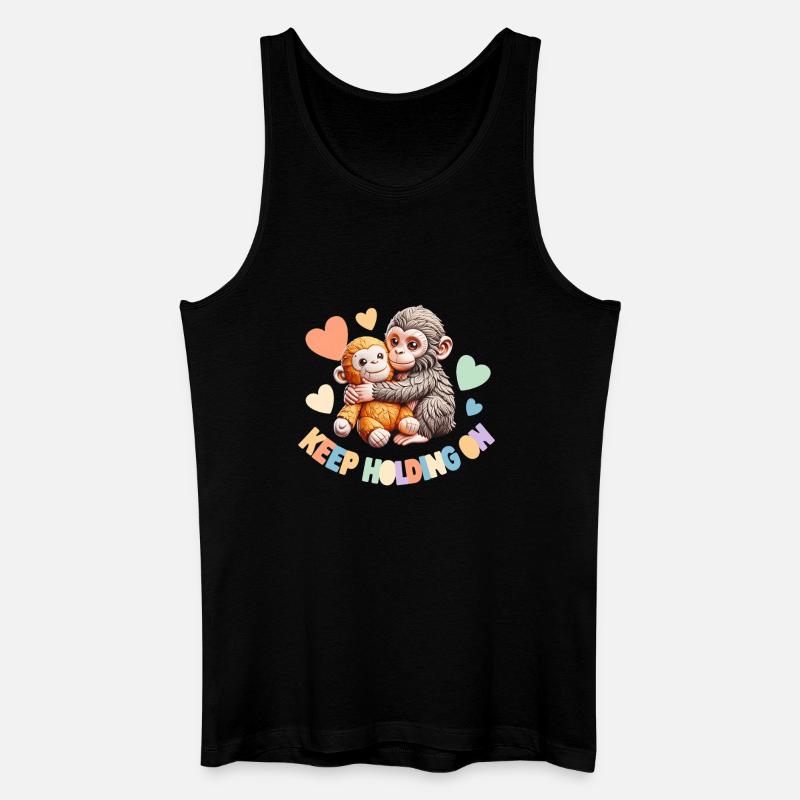 Keep Holding On: Hugging Monkeys - Men’s Organic Tank Top - black