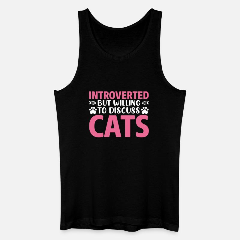 Introverted discuss with cat - Männer Bio Tank Top - Schwarz