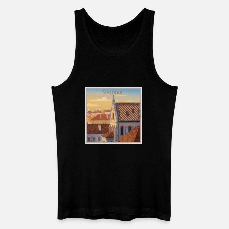 Zagreb Dachlandschaft im Abendlicht - Männer Bio Tank Top - Schwarz
