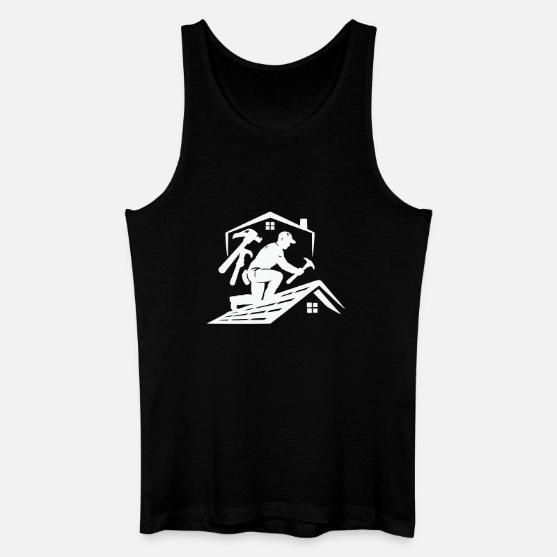 Dachdecker Silhouette am Dach - Männer Bio Tank Top - Schwarz