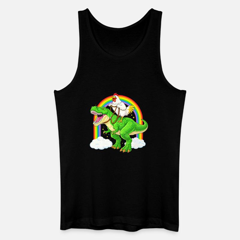Huhn Reitender T-Rex Dinosaurier Regenbogen - Männer Bio Tank Top - Schwarz