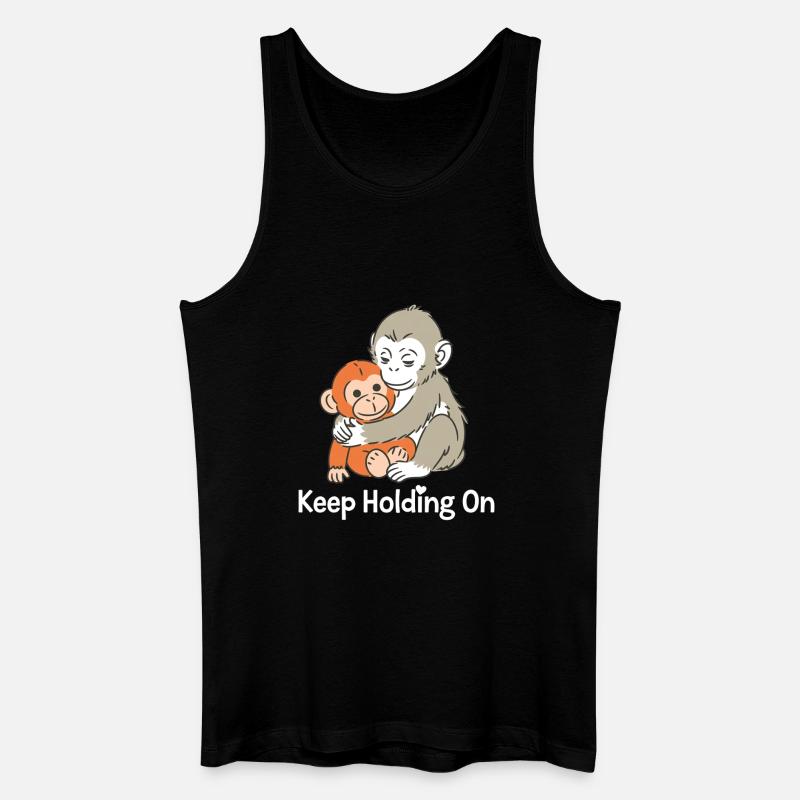 Keep Holding On Monkey Hug - Men’s Organic Tank Top - black