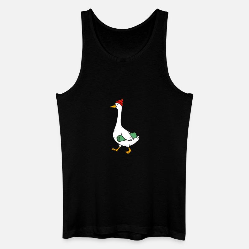 Gans mit Strickmütze und Yogamatte - Männer Bio Tank Top - Schwarz